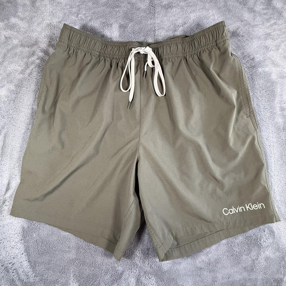 Calvin Klein Swim Shorts Mens Size XL Green Repreve Stretch Lined Trunks